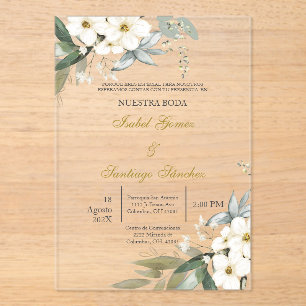 Invitations En Acrylique Invitación en Español para boda