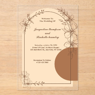 Invitations En Acrylique Invitations de mariage acrylique Brown personnalis