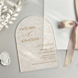 Invitations En Acrylique Ivory Beige Elegant Mariage simple