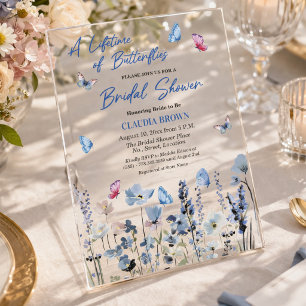 Invitations En Acrylique Jacinthes Fleurs Sauvages Papillons Salle de Maria