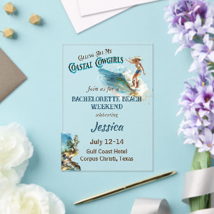 Invitations En Acrylique J'appelle toutes mes filles du littoral Bacheloret