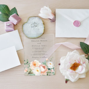 Invitations En Acrylique Jardin botanique Ressort Mariage floral