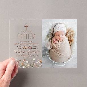 Invitations En Acrylique Jardin de baptême de fleurs sauvages en fleurs