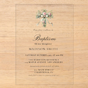 Invitations En Acrylique Jardin de fleurs sauvages élégant Baptême