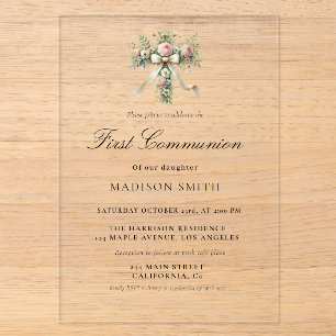 Invitations En Acrylique Jardin de fleurs sauvages élégant pour la première