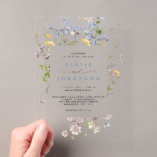 Invitations En Acrylique Jardin de mariage champêtre printanier coloré