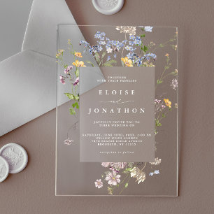 Invitations En Acrylique Jardin de mariage de prairie de fleurs sauvages pr