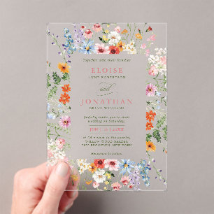 Invitations En Acrylique Jardin de prairie printanière de fleurs sauvages P