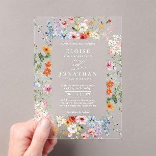 Invitations En Acrylique Jardin de prairie printanière de fleurs sauvages P