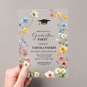 Invitations En Acrylique Jardin de remise de diplôme élégant de prairie de