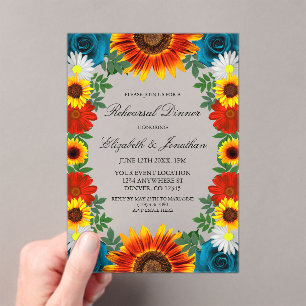 Invitations En Acrylique Jardin Dîner de répétition florale d'été