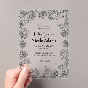 Invitations En Acrylique Jardin Feuille de tournesol jaune Mariage minimali