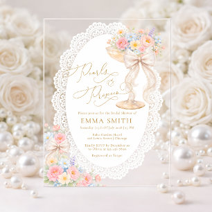 Invitations En Acrylique Jardin Floral de Perles et Prosecco pour Enterreme