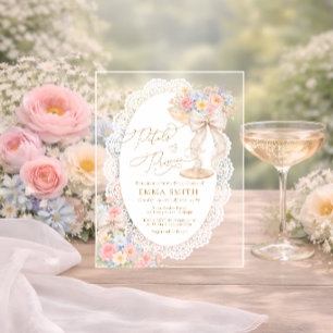 Invitations En Acrylique Jardin Floral de Pétales & Prosecco pour Enterreme