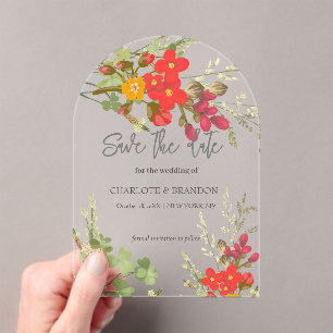 Invitations En Acrylique Jardin Floral d'été Mariage Fleur sauvage