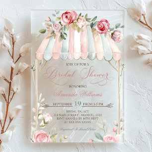 Invitations En Acrylique Jardin Floral Élégant Shower de Mariée