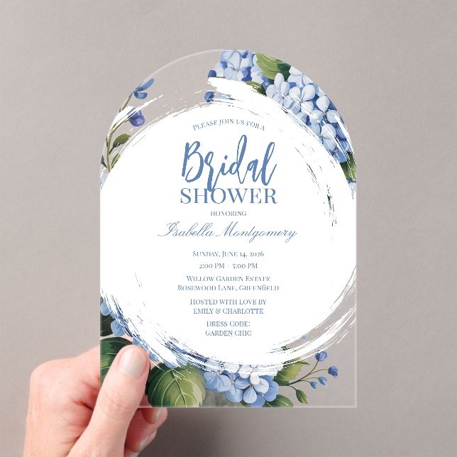 Invitations En Acrylique Jardin Hydrangea Bleu Baby Shower (In situ (ordinateur de poche))