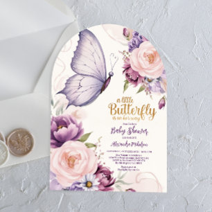 Invitations En Acrylique Jardin Romantique de Papillons Baby Shower
