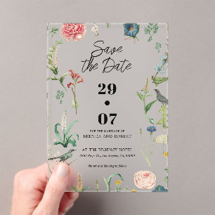 Invitations En Acrylique Jardin Secret Fleurs Sauvages Mariage Enregistrez