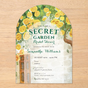 Invitations En Acrylique Jardin secret Roses jaunes Fête des mariées enchan
