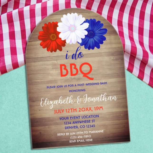 Invitations En Acrylique Je fais BBQ Patriotique Floral Post-Mariage (Créateur téléchargé)