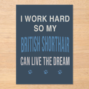 Invitations En Acrylique Je Travaille Dur Pour Mon British Shorthair