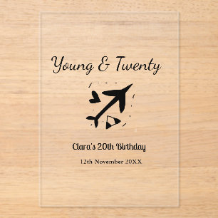 Invitations En Acrylique Jeune et vingt aventure joyeux anniversaire nom