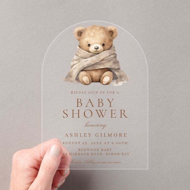 Invitations En Acrylique Joli Baby shower Ours En Teddy Brown (In situ (ordinateur de poche))