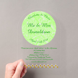 Invitations En Acrylique Joli Printemps Mariage Pomme fleur et Pommes