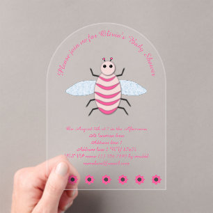 Invitations En Acrylique Jolie fille rose bébé Baby shower personnalisé
