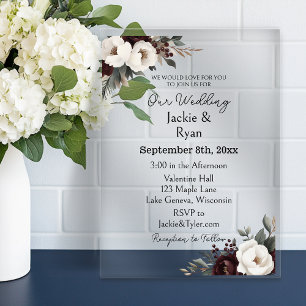 Invitations En Acrylique Jolie Mariage Botanique Translucide