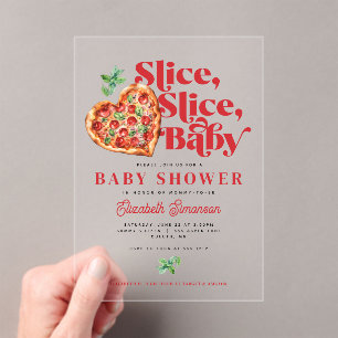Invitations En Acrylique Jolie Moderne Rouge Blanc Slice Slice Baby Shower