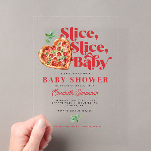 Invitations En Acrylique Jolie Moderne Rouge Blanc Tranche Tranche Baby Sho