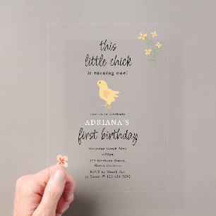 Invitations En Acrylique Jolies Poules Poussins et Poulettes qui Fêtent leu
