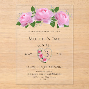 Invitations En Acrylique Jolies Roses Fête des Mères