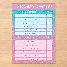 Jolies tâches quotidiennes scintillantes rose bleu