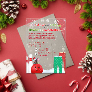 Invitations En Acrylique Jour de Noël Pajama Pizza Bowling
