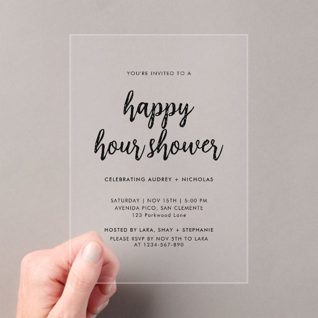 Invitations En Acrylique Joyeuse Heure Simple Moderne Couple Enterrement de (In situ (ordinateur de poche))