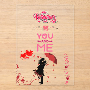 Invitations En Acrylique Joyeuse Saint-Valentin – Toi et Moi Amour Romantiq