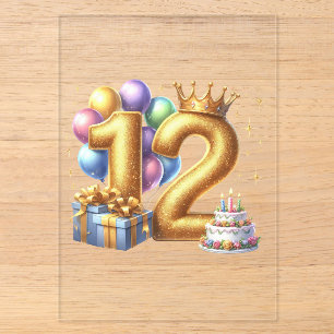 Invitations En Acrylique Joyeux 12e Anniversaire