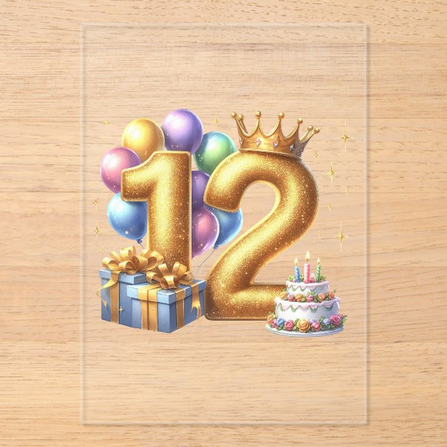 Invitations En Acrylique Joyeux 12e Anniversaire (Recto)