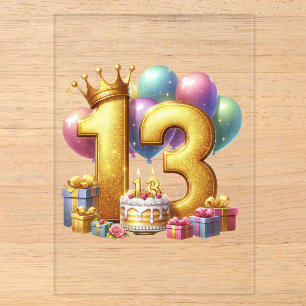 Invitations En Acrylique Joyeux 13e anniversaire