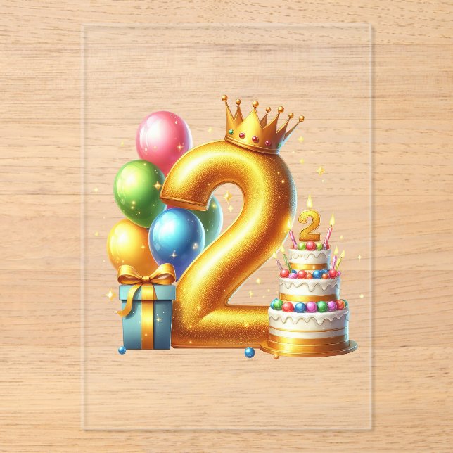 Invitations En Acrylique Joyeux 2ème anniversaire (Recto)