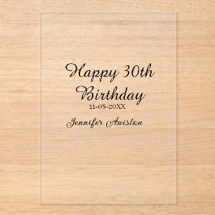 Invitations En Acrylique Joyeux 30e anniversaire ajouter nom date élégant s