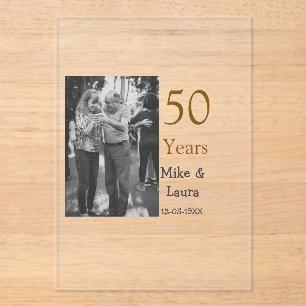 Invitations En Acrylique Joyeux 50e anniversaire ajouter nom du couple date
