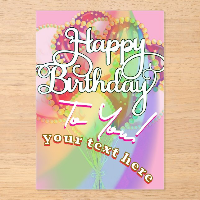 Invitations En Acrylique Joyeux Anniversaire  (Recto)