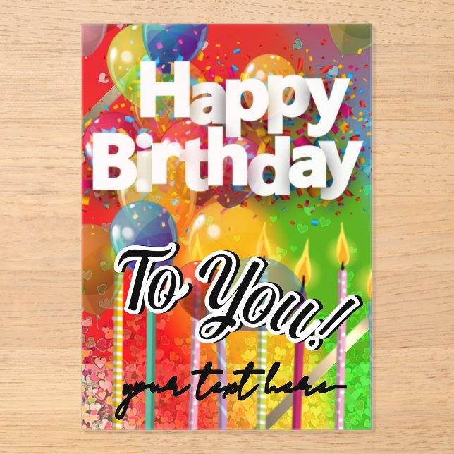 Invitations En Acrylique Joyeux Anniversaire   (Recto)