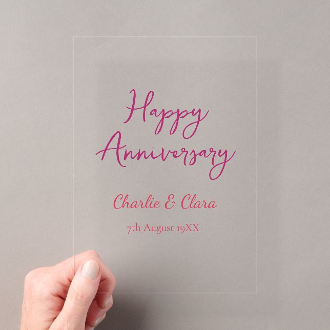 Invitations En Acrylique Joyeux anniversaire ajouter nom rose gras nom date (In situ (ordinateur de poche))