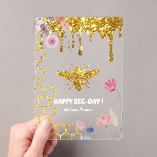Invitations En Acrylique Joyeux Anniversaire Bee-day