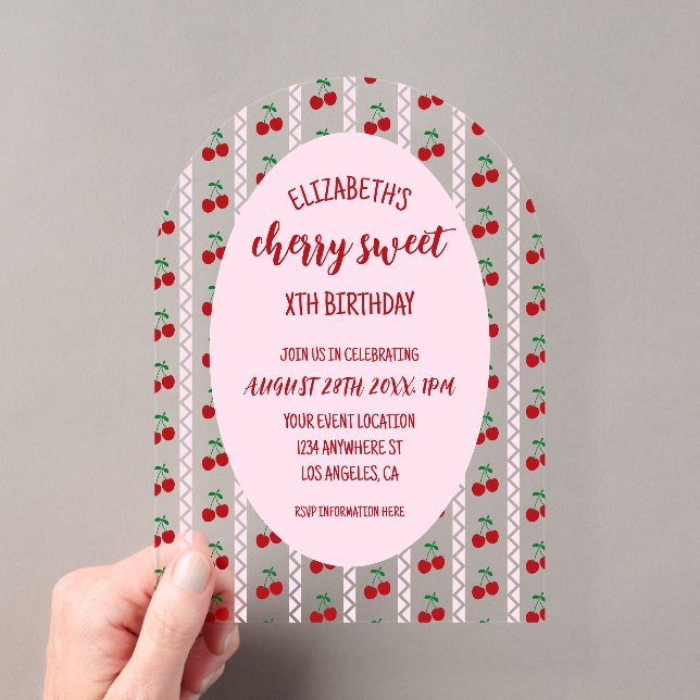 Invitations En Acrylique Joyeux Anniversaire Cerise Sucrée (In situ (ordinateur de poche))